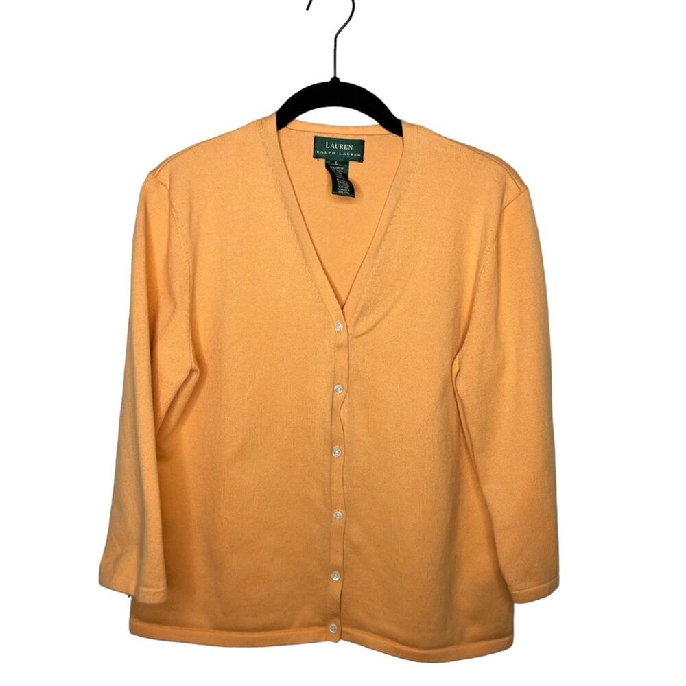 LAUREN RALPH LAUREN / creamsicle orange button front cardigan sweater / L